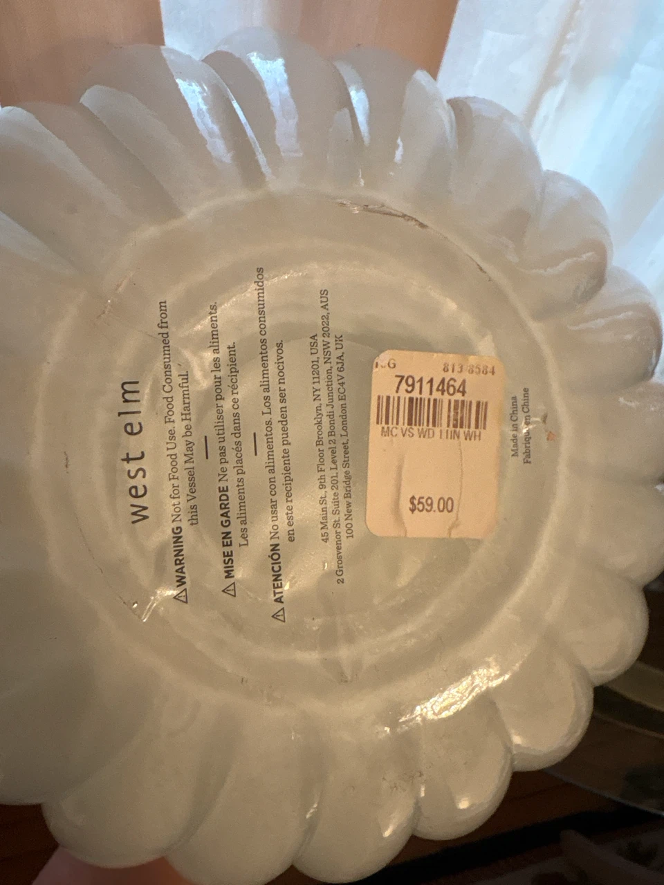 West Elm White Ribbed Decorative Bottle - photo 3