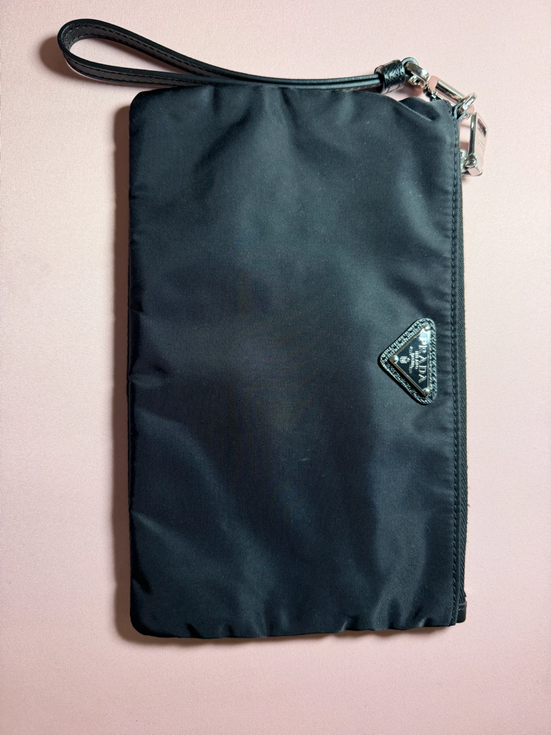 Prada Black Nylon Pouch Clutch Wristlet
