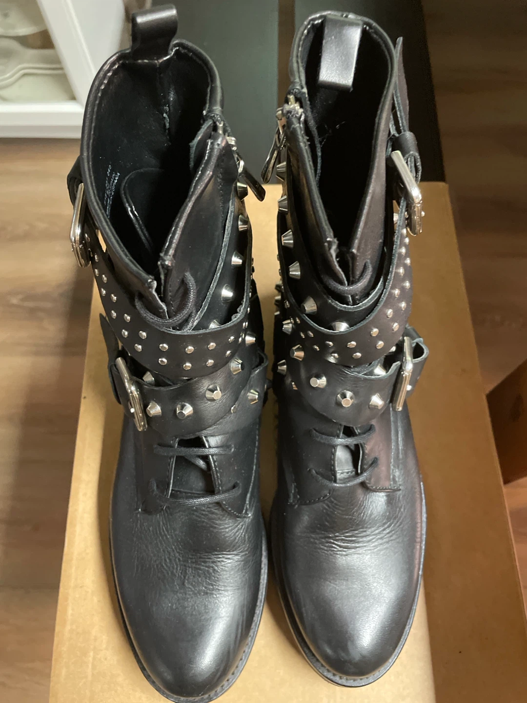 ZARA- BLACK STUDDED BUCKLE COMBAT BOOTS - photo 3