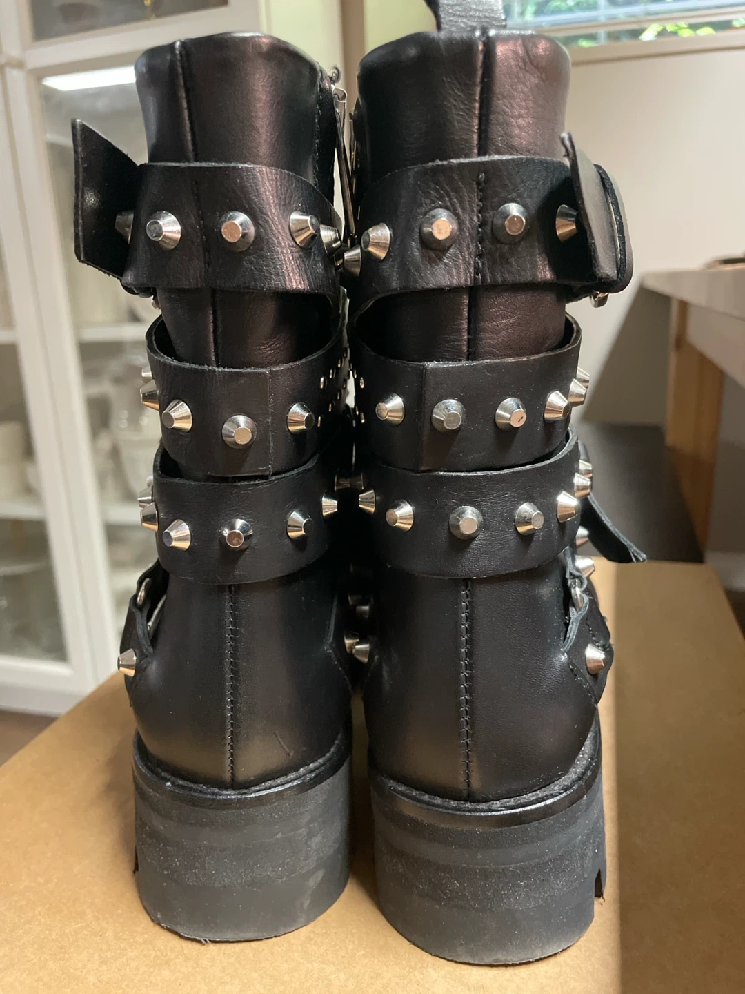 ZARA- BLACK STUDDED BUCKLE COMBAT BOOTS - photo 4