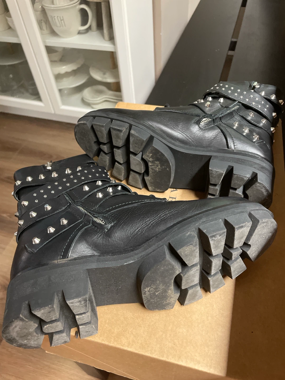 ZARA- BLACK STUDDED BUCKLE COMBAT BOOTS - photo 5