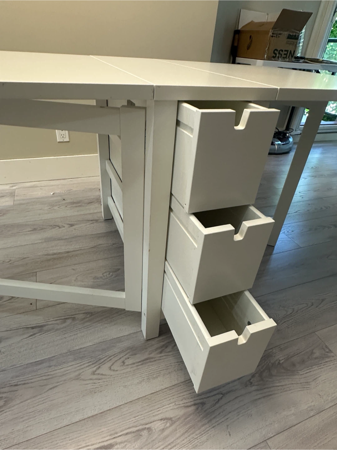 White Drop Leaf Table with Drawers - photo 2