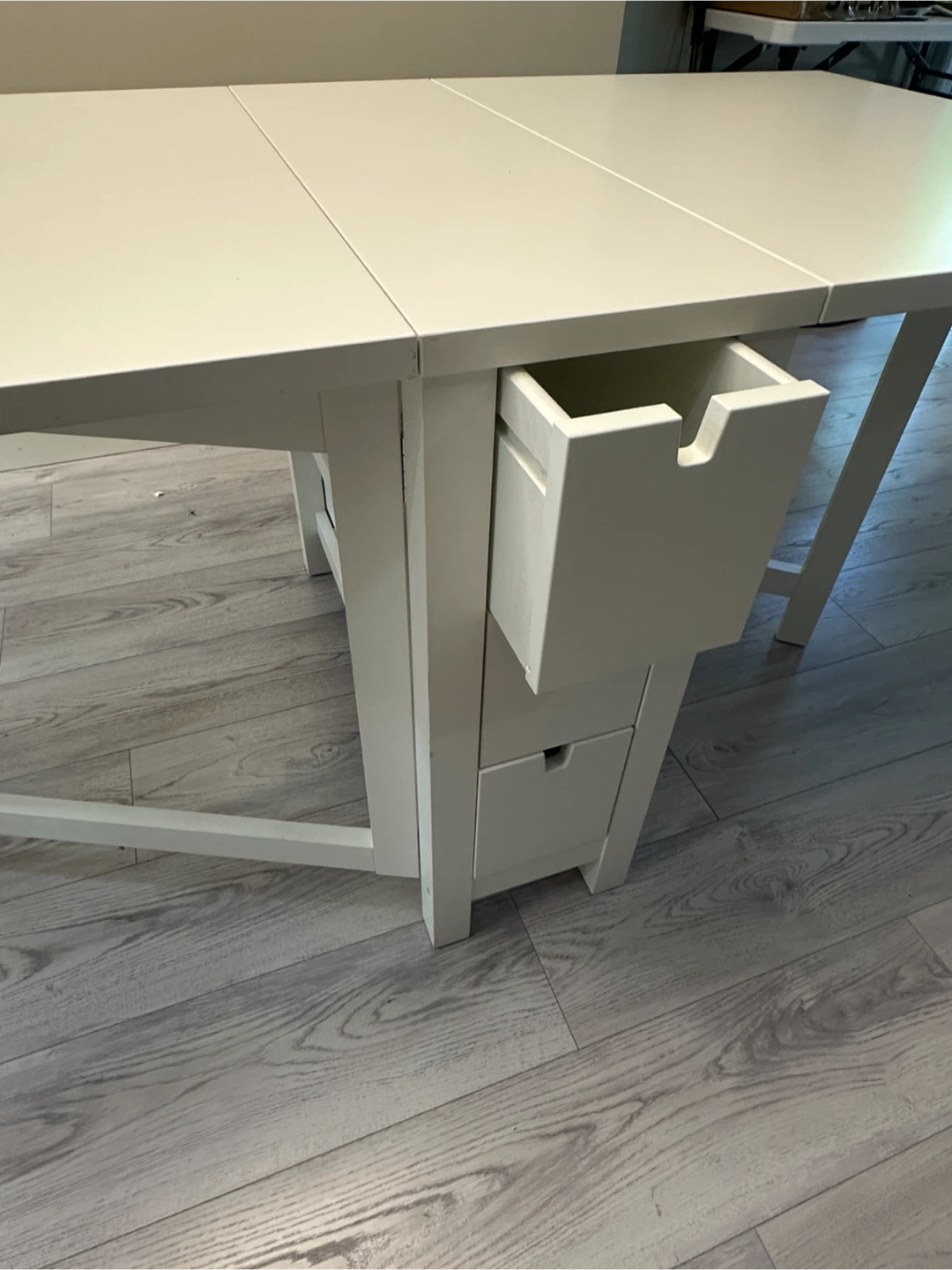 White Drop Leaf Table with Drawers - photo 3
