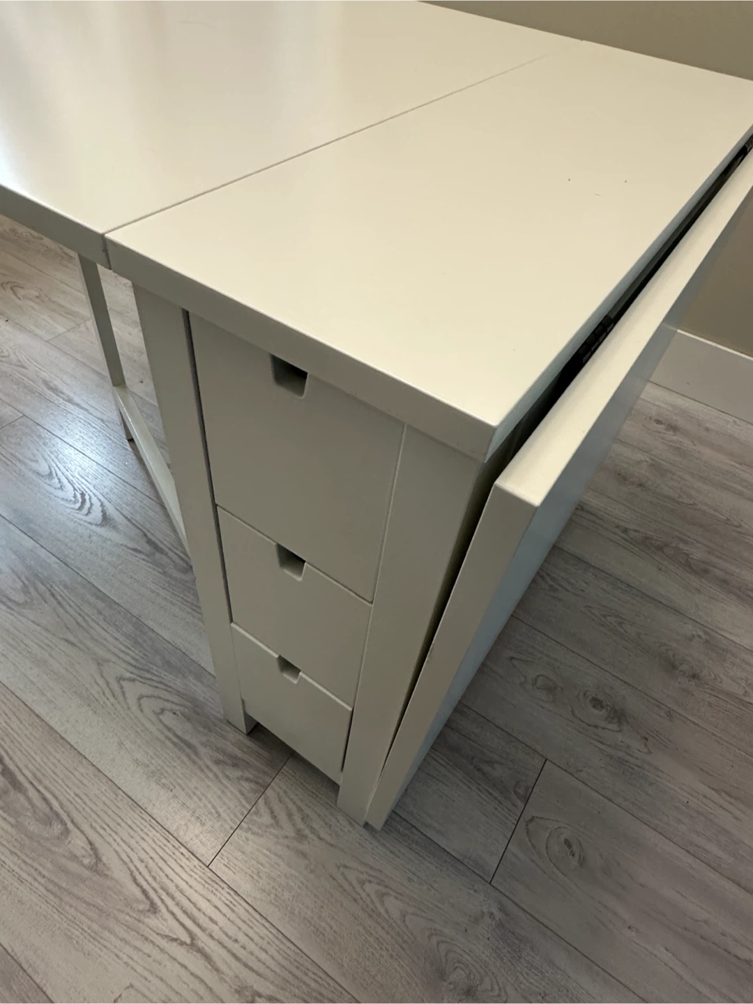 White Drop Leaf Table with Drawers - photo 4