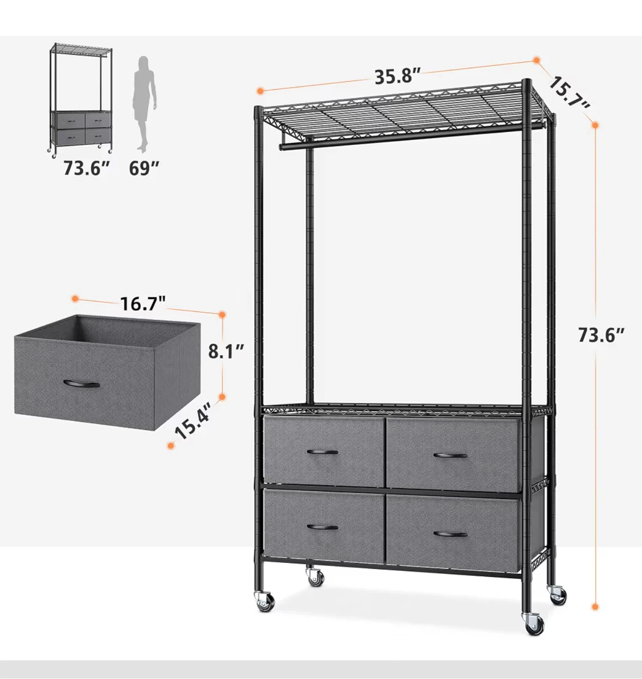 Rolling Clothes Rack - photo 4