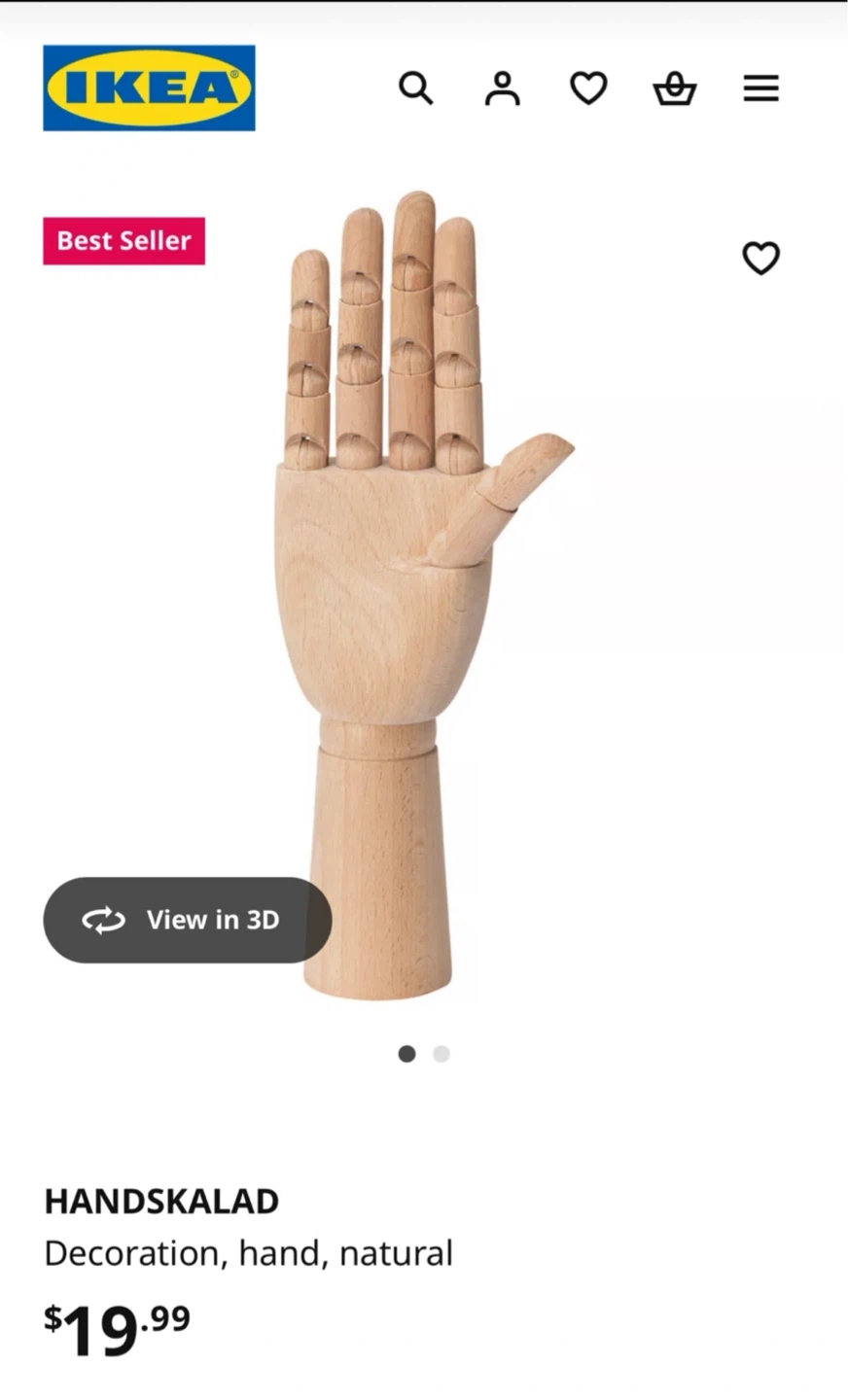 ikea HANDSKALAD posable wooden hand model