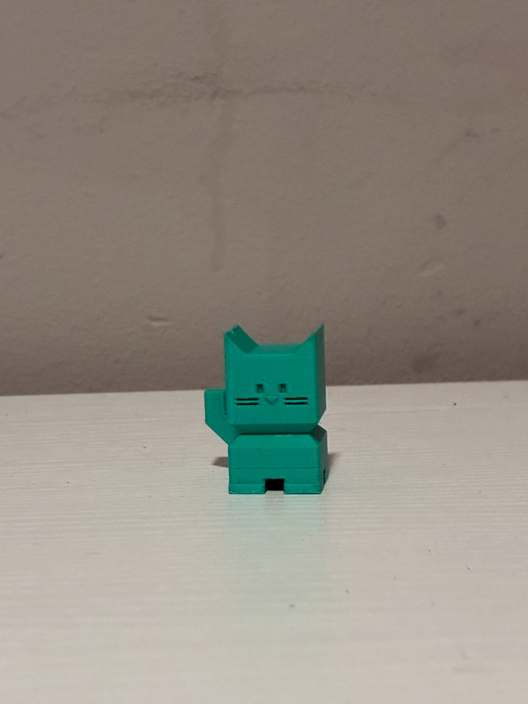 Teal Geometric Cat Figurine