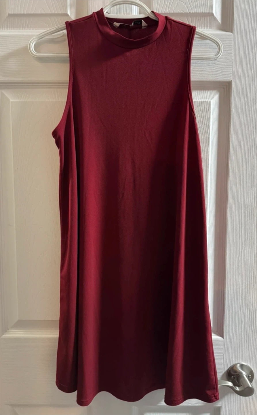 Maroon Sleeveless Mock Neck Dress
