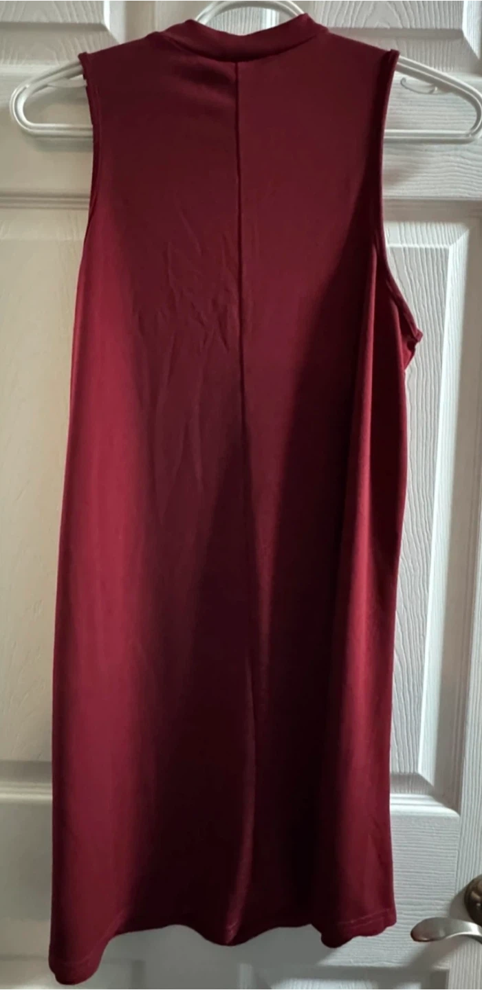 Maroon Sleeveless Mock Neck Dress - photo 2