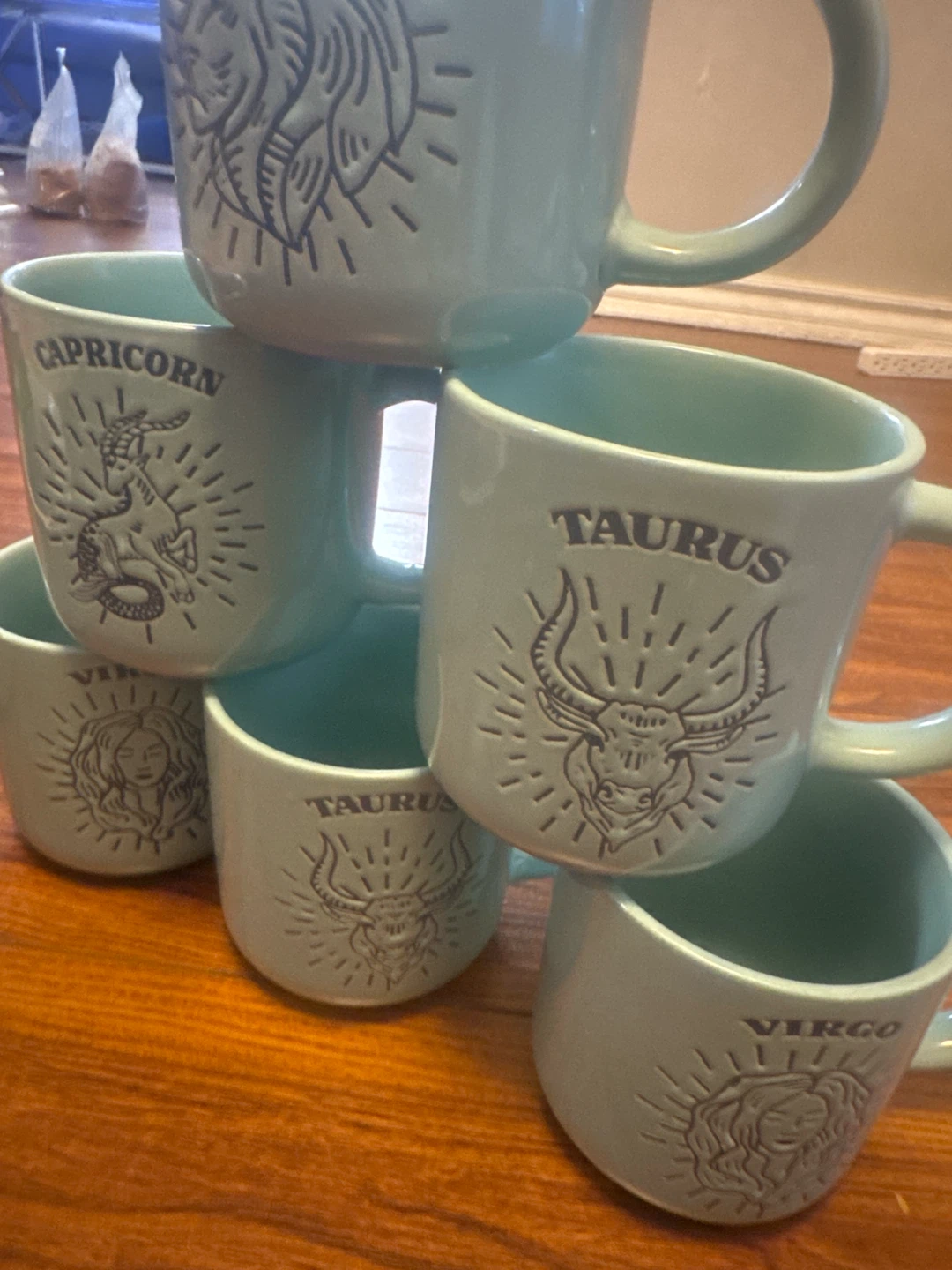 Ceramic Zodiac Mugs Set of 6- Light sea green - photo 2