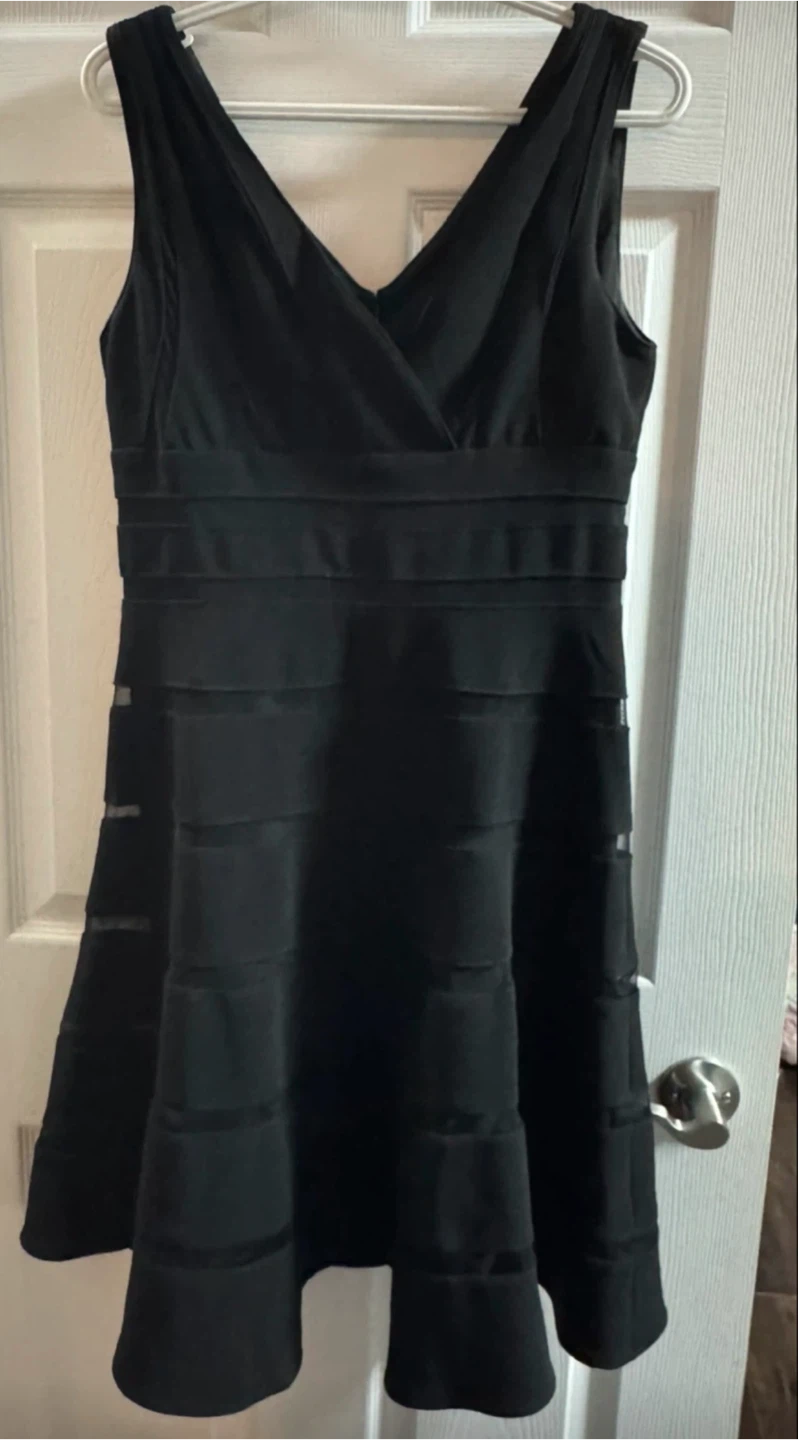 Black Sleeveless V-Neck Fit & Flare Dress