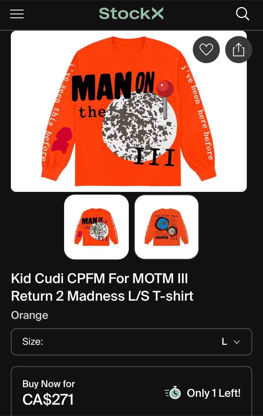 Kid Cudi CPFM - Man on the Moon III Long Sleeve Shirt - Size L - photo 3