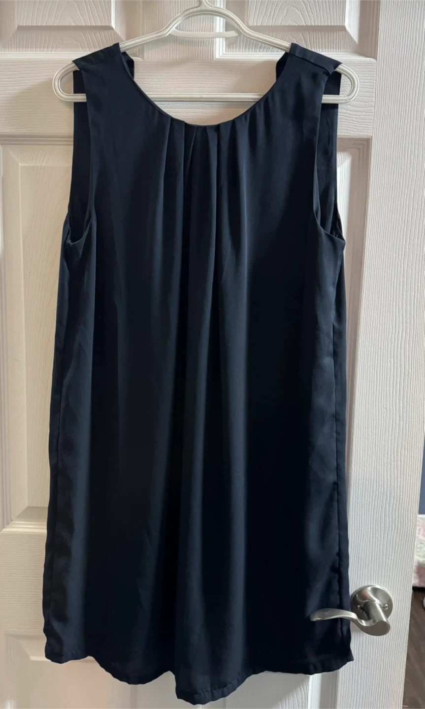 Navy Sleeveless Tie-Neck Dress