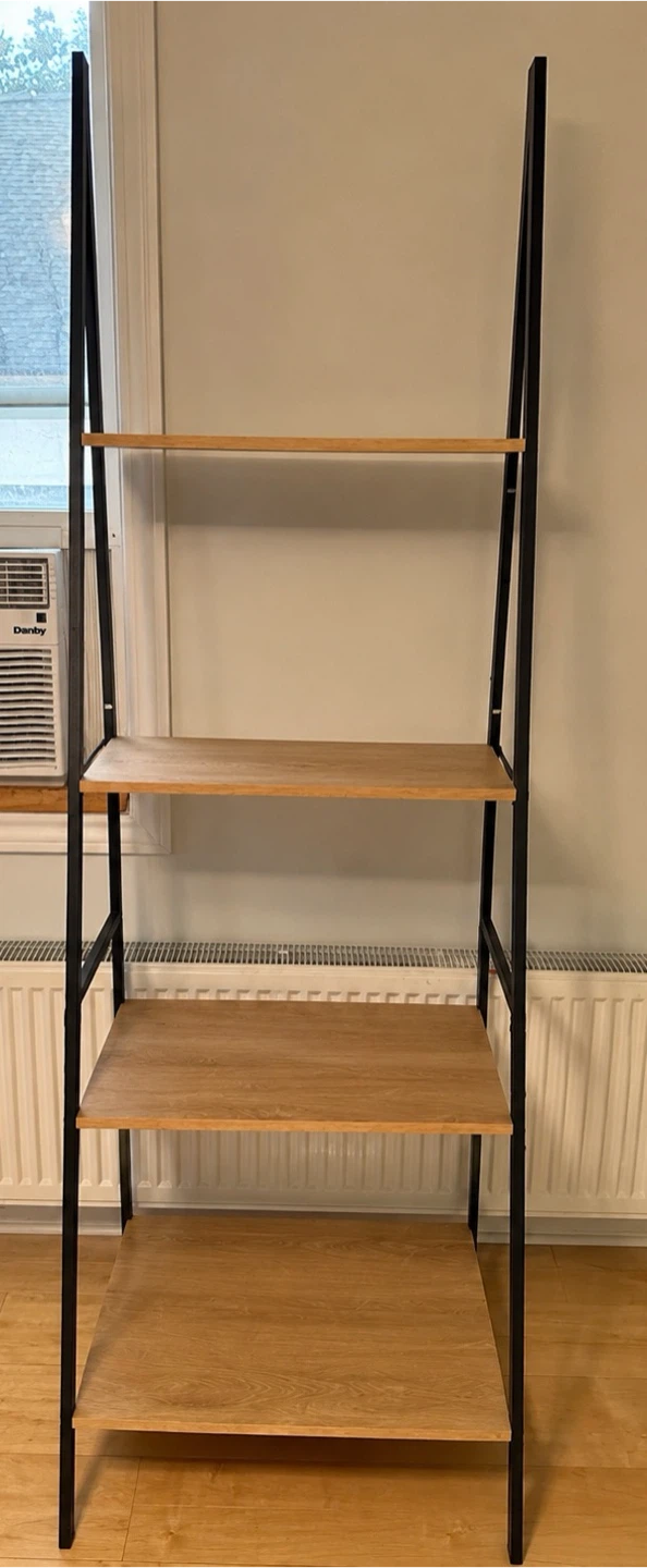 Ladder Bookshelf with Wood Shelves