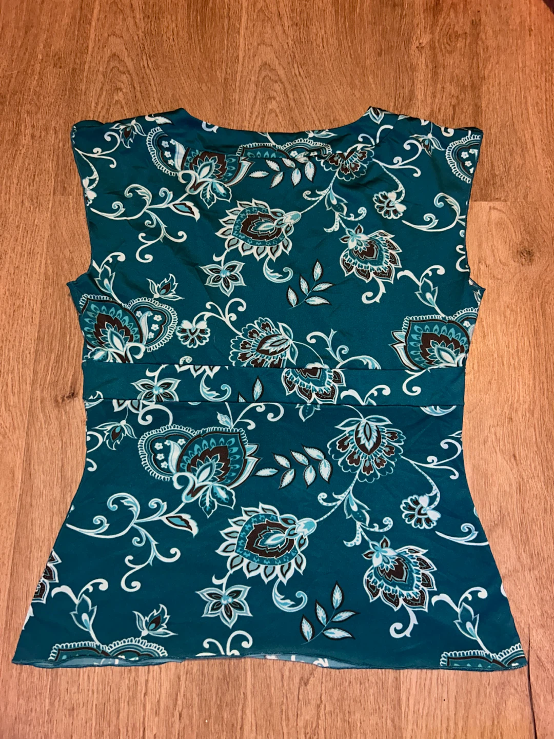 Women's Teal Floral Sleeveless Top - photo 2