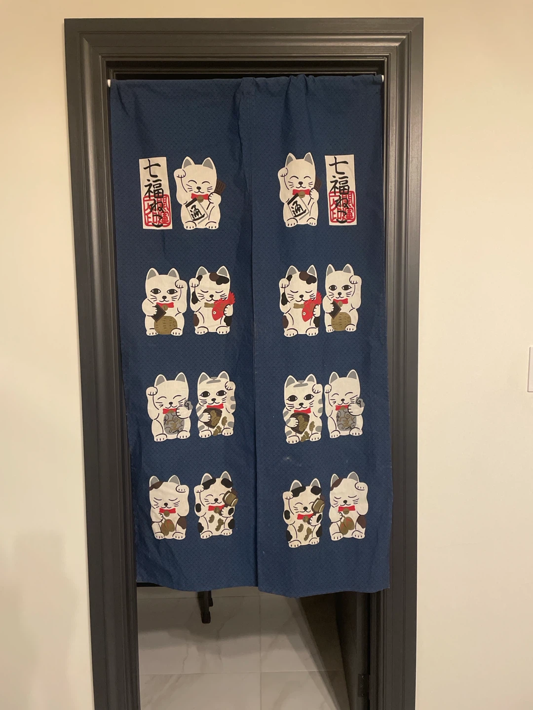Japanese Noren Door Curtain - Maneki Neko Design - photo 4