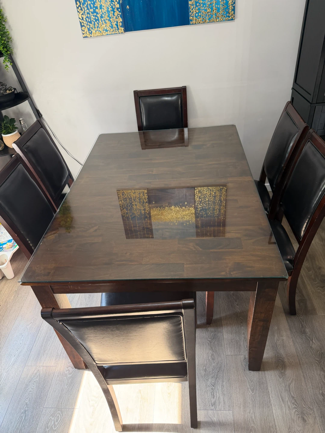 Dining Table with Glass Top ( Moving sale)