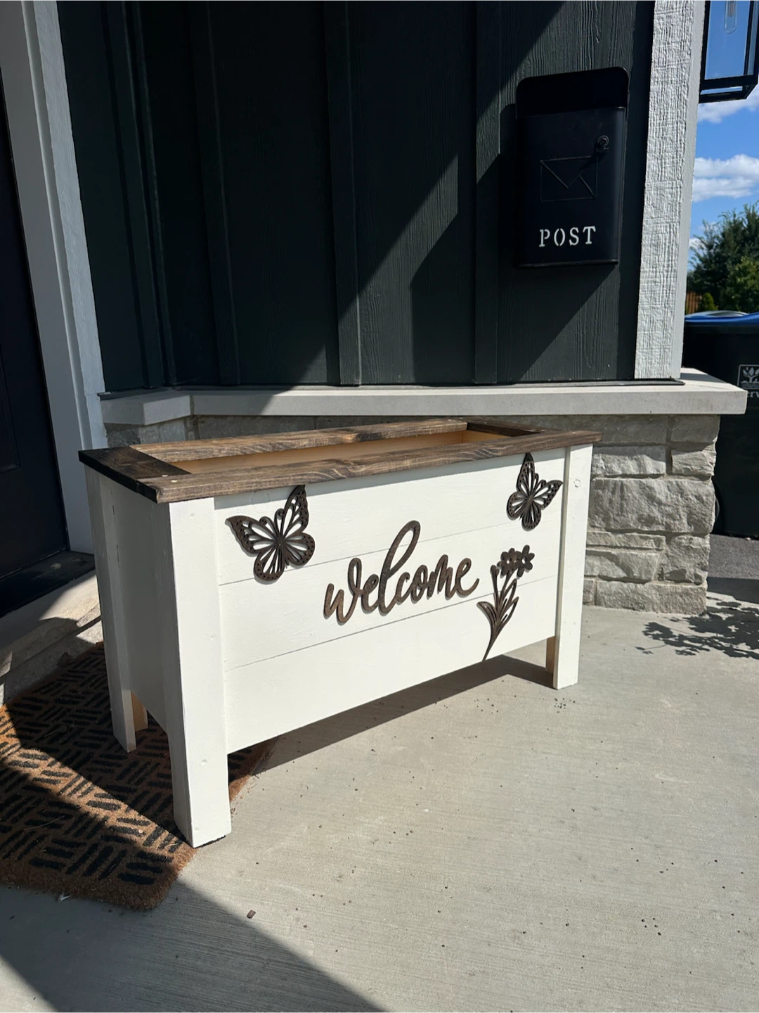 Handmade Wood Planter Box with Welcome Design - photo 4