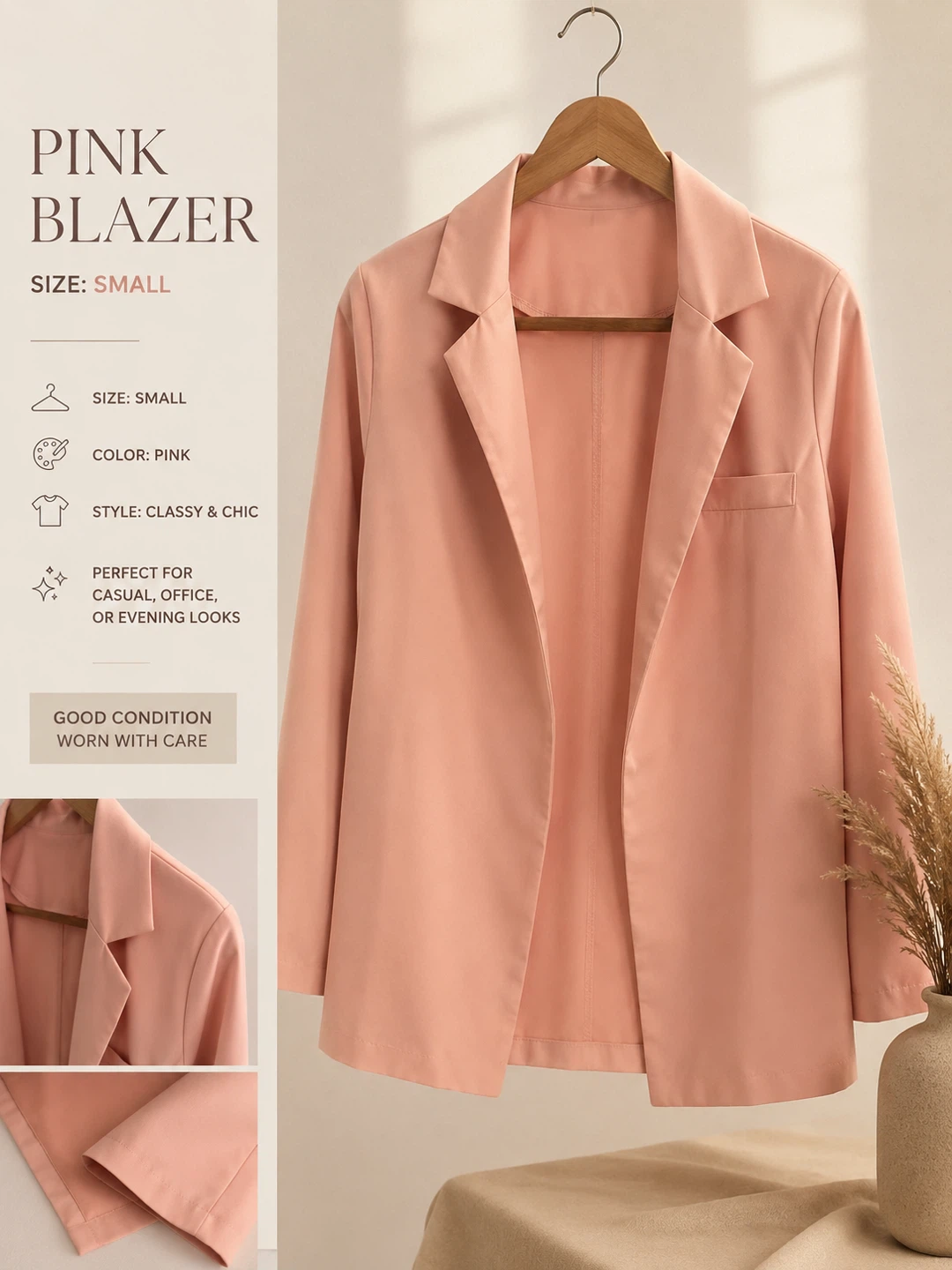 Pink Blazer - Size Small