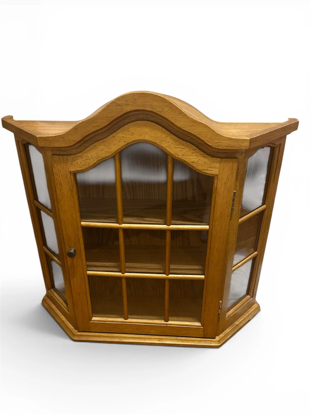 Vintage Oak Wooden Curio / Display Cabinet