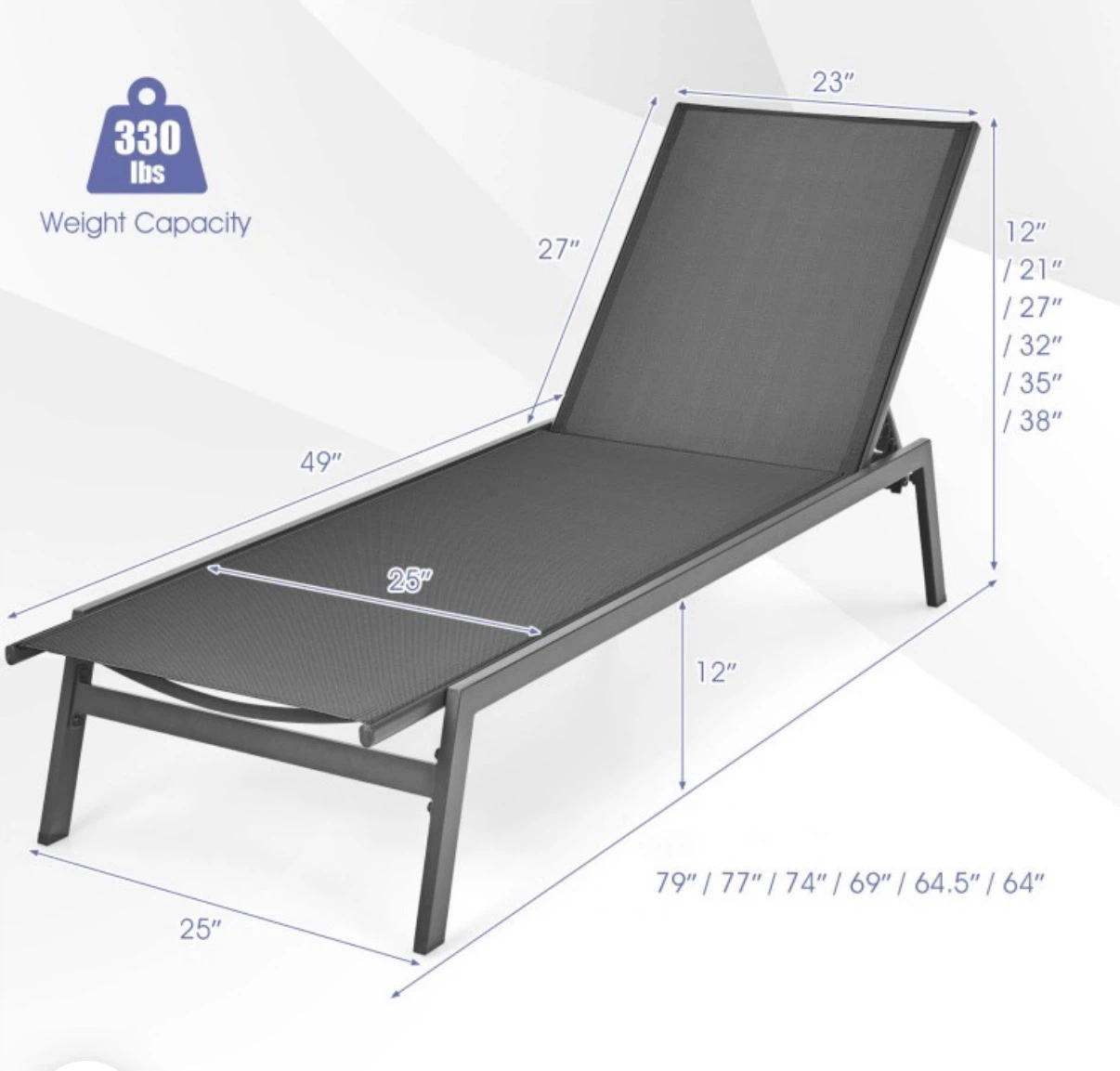Grey Outdoor Chaise Lounge Chair - photo 3