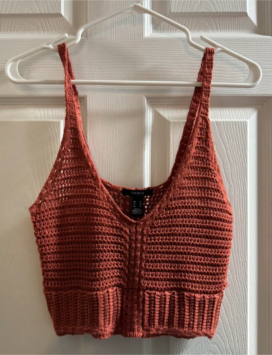 Forever 21 Crochet Crop Tank Top - Rust Orange