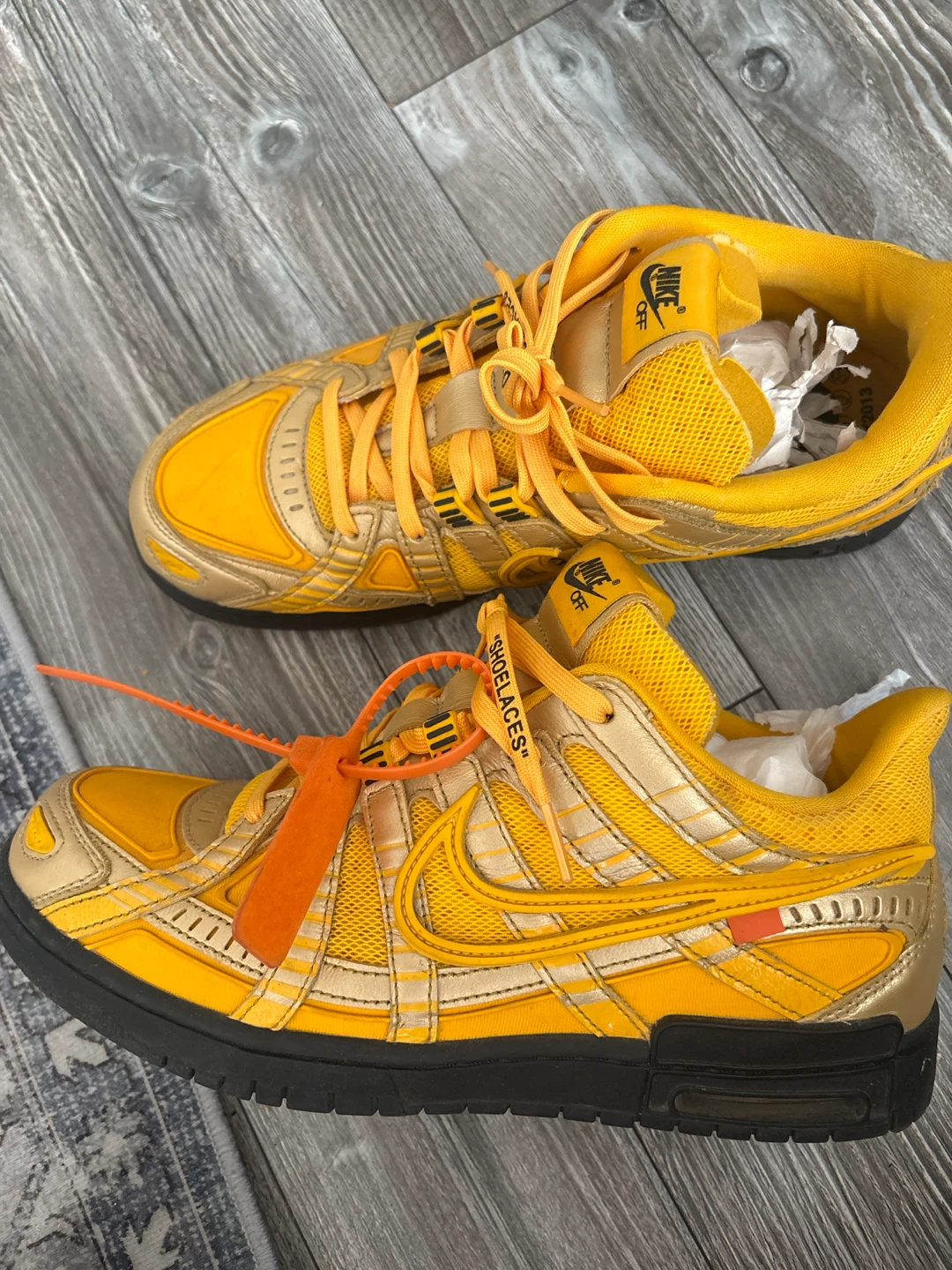 Nike x Off-White "Shoelaces" Yellow Gold Sneakers