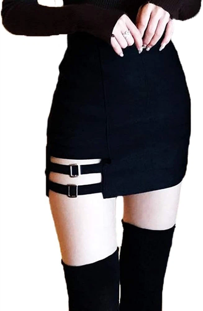 Black skirt with buckles - XS