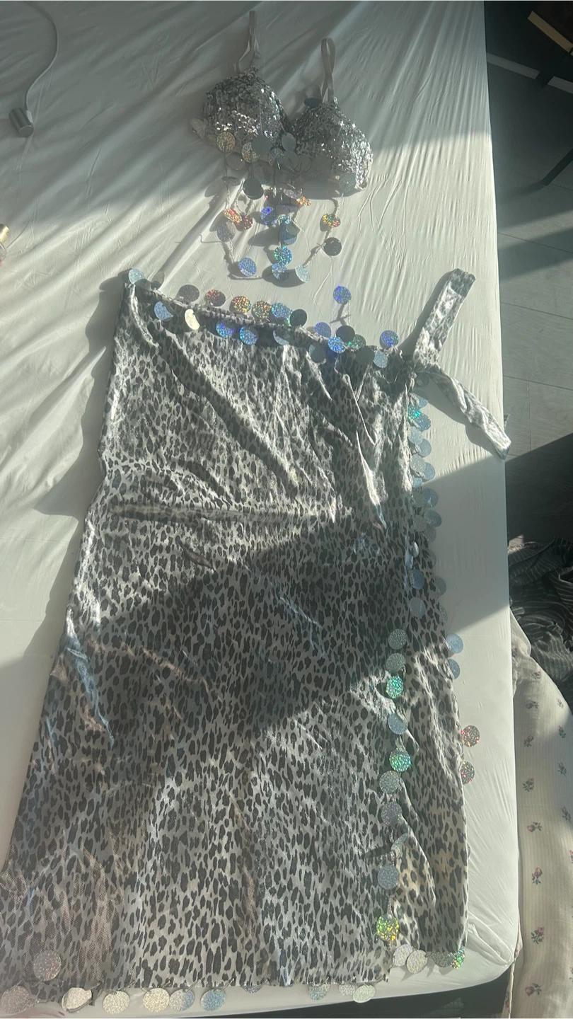 Sequin Bra and Wrap Skirt Set