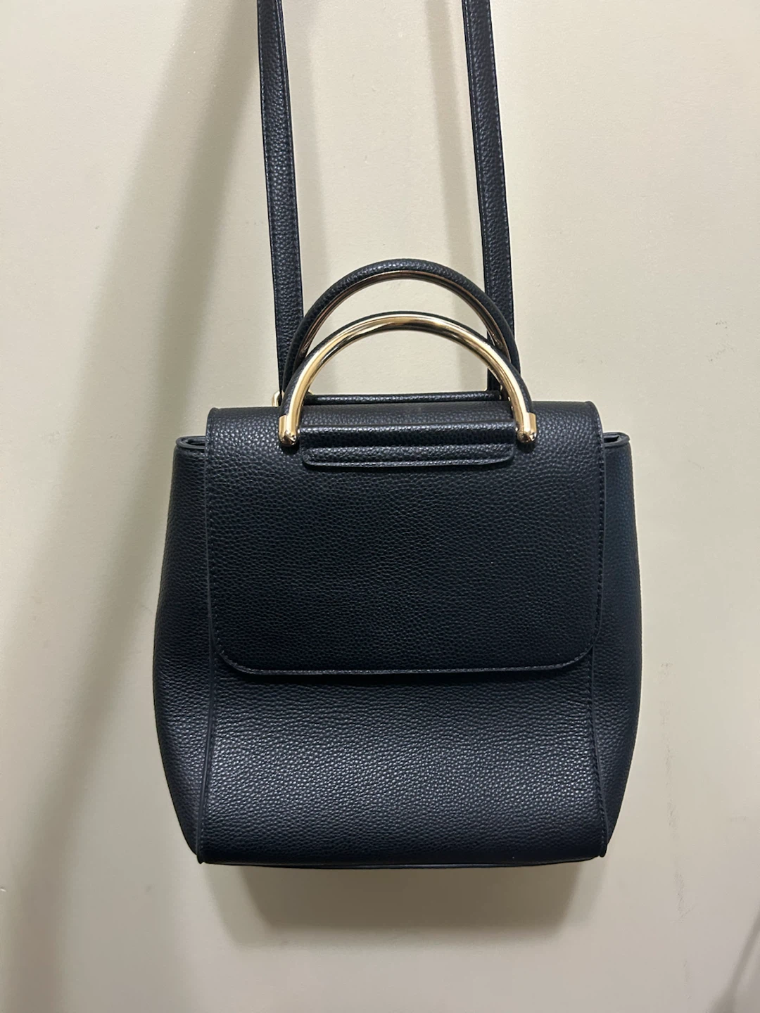 Black Faux Leather Backpack Purse