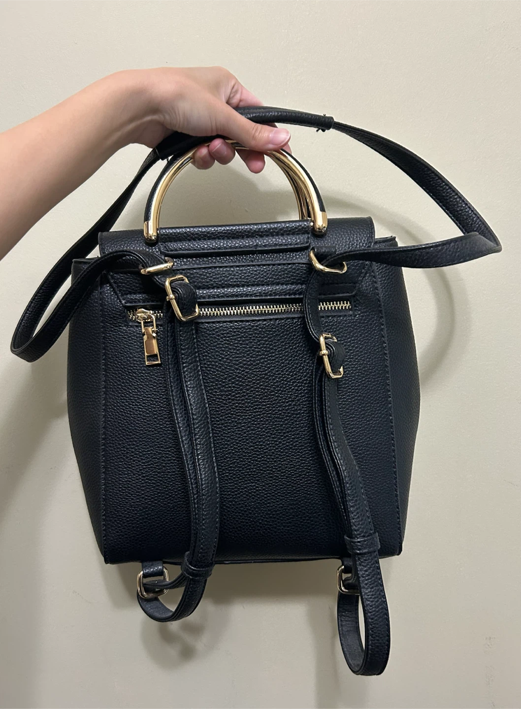 Black Faux Leather Backpack Purse - photo 2