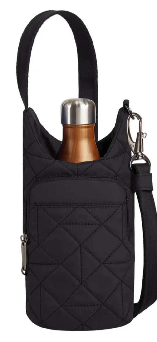 Travelon Quilted Water Bottle Bag with Front Pocket