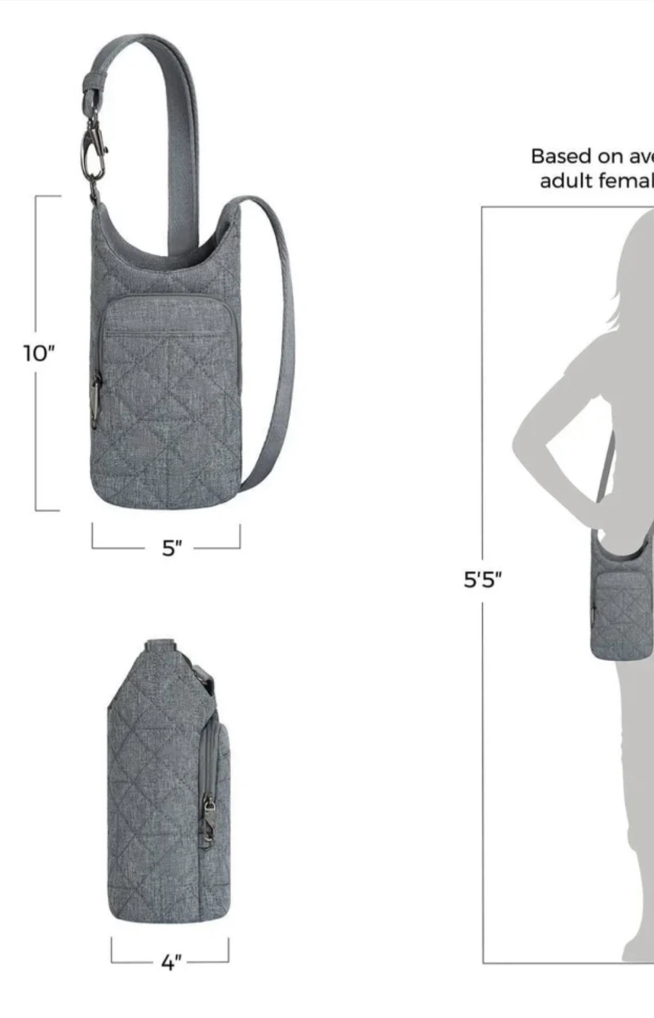 Travelon Quilted Water Bottle Bag with Front Pocket - photo 2