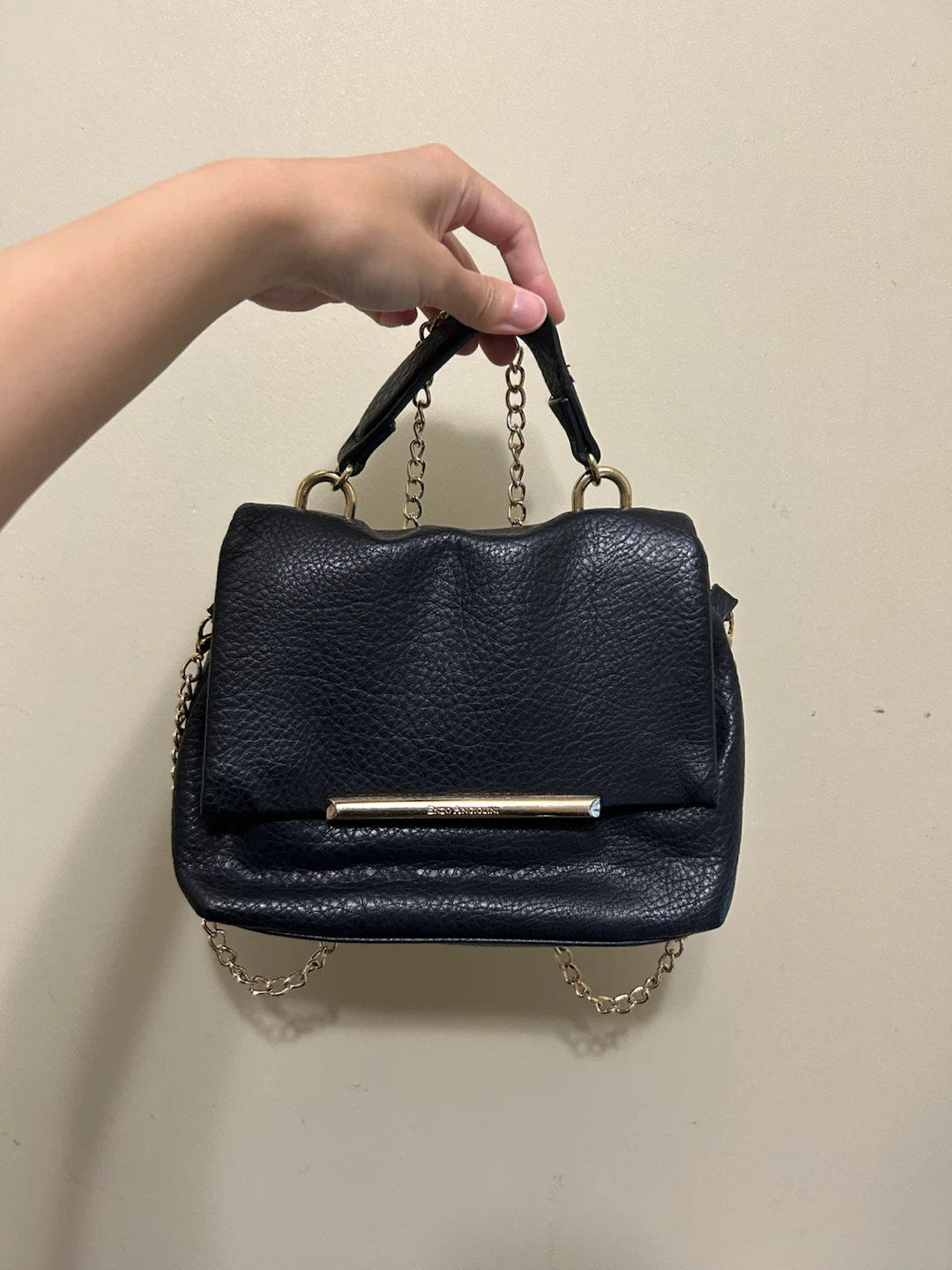 Black Faux Leather Crossbody Bag