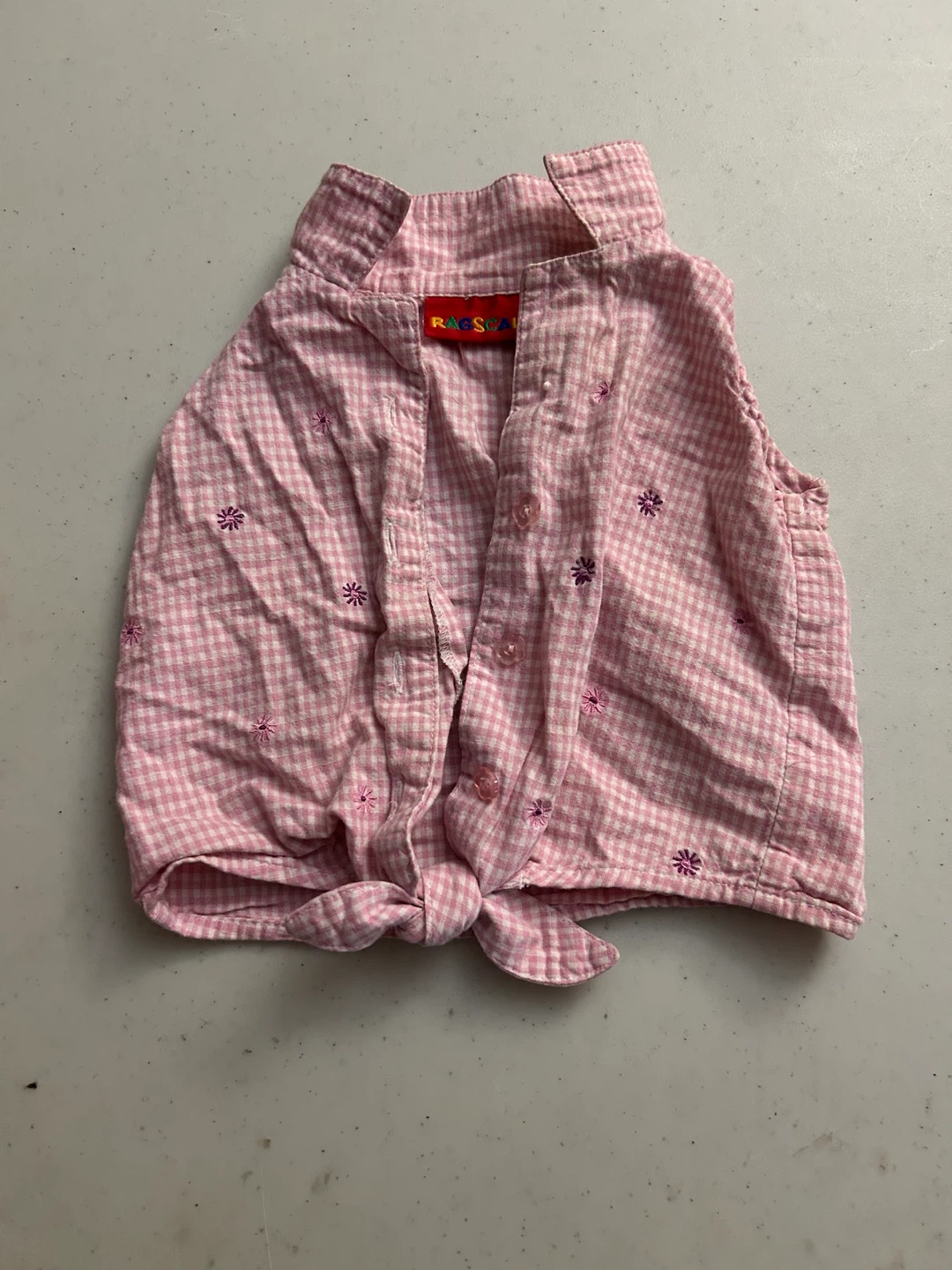 Ragscals Pink Gingham Tie Front Top