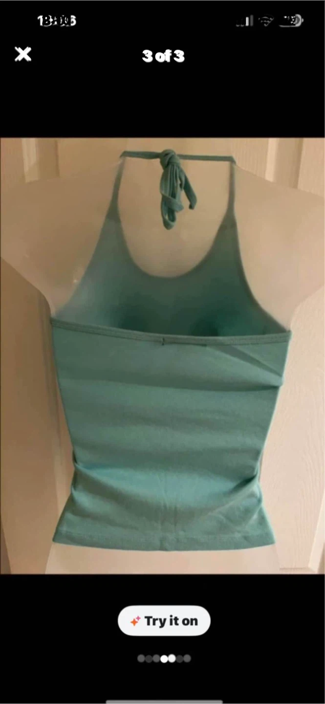 Women's Blue Halter Tank Top - photo 3