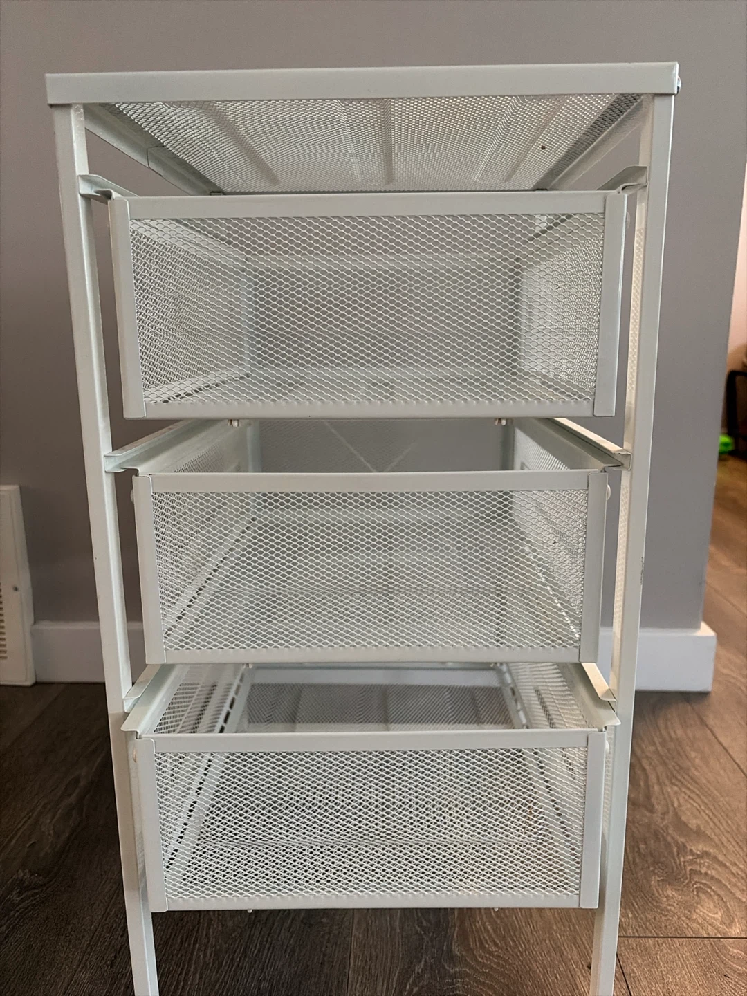Ikea White 3-Drawer Metal Mesh Storage Cart