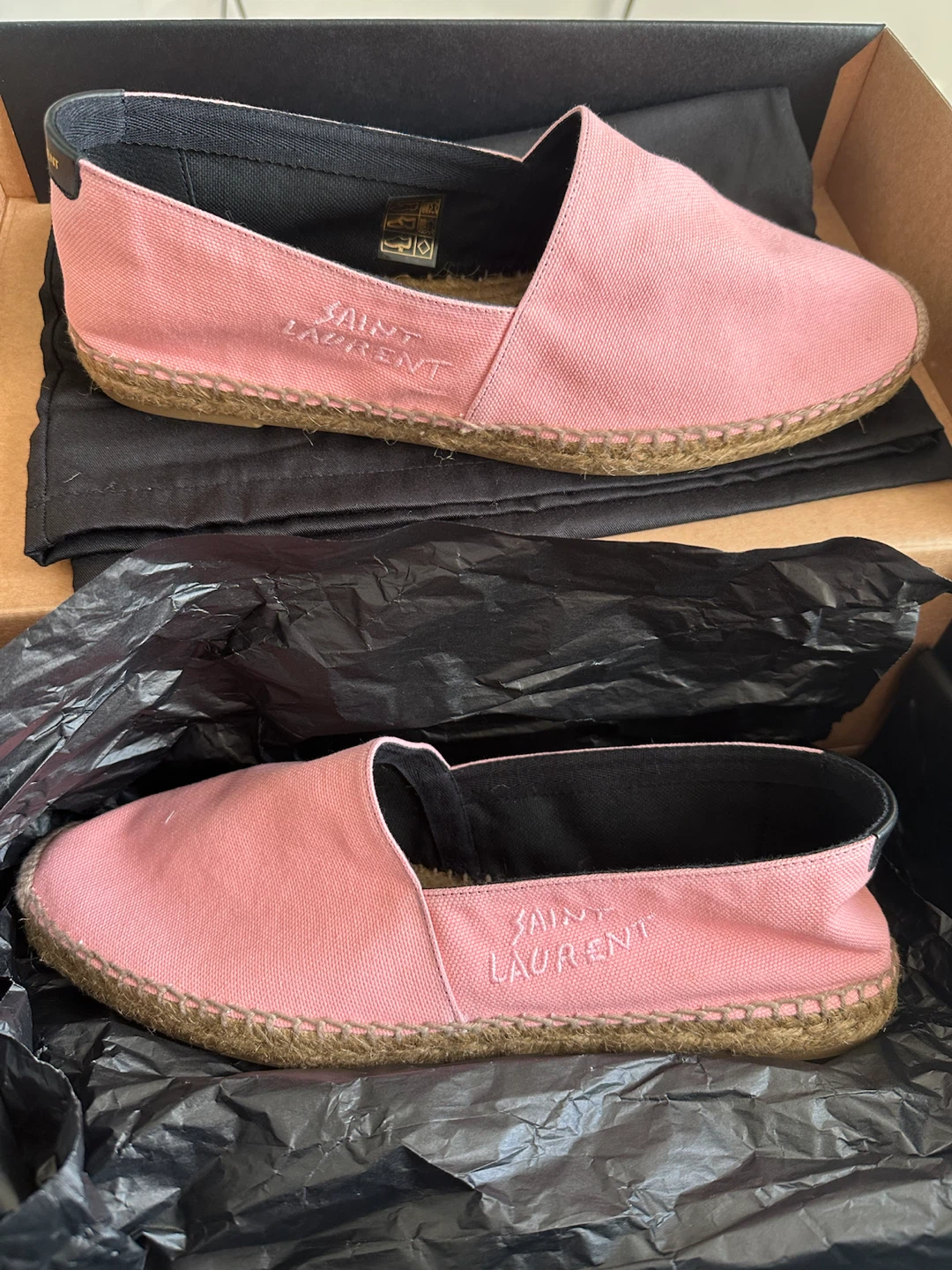 Authentic Saint Laurent Pink Canvas Espadrilles - Size 43.5