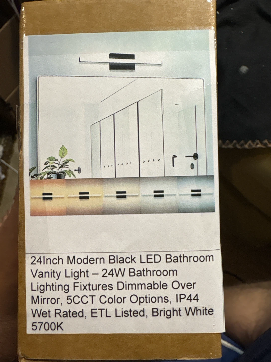 24 Inch Black LED Bathroom Vanity Light
