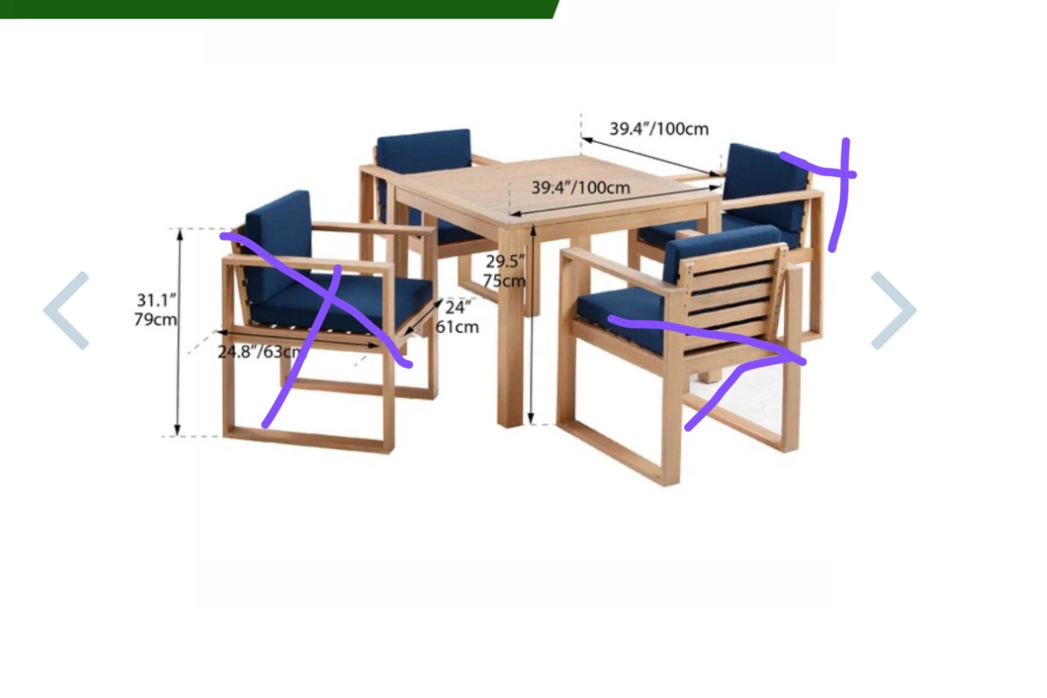 Wooden Square Outdoor Dinning Table - photo 2