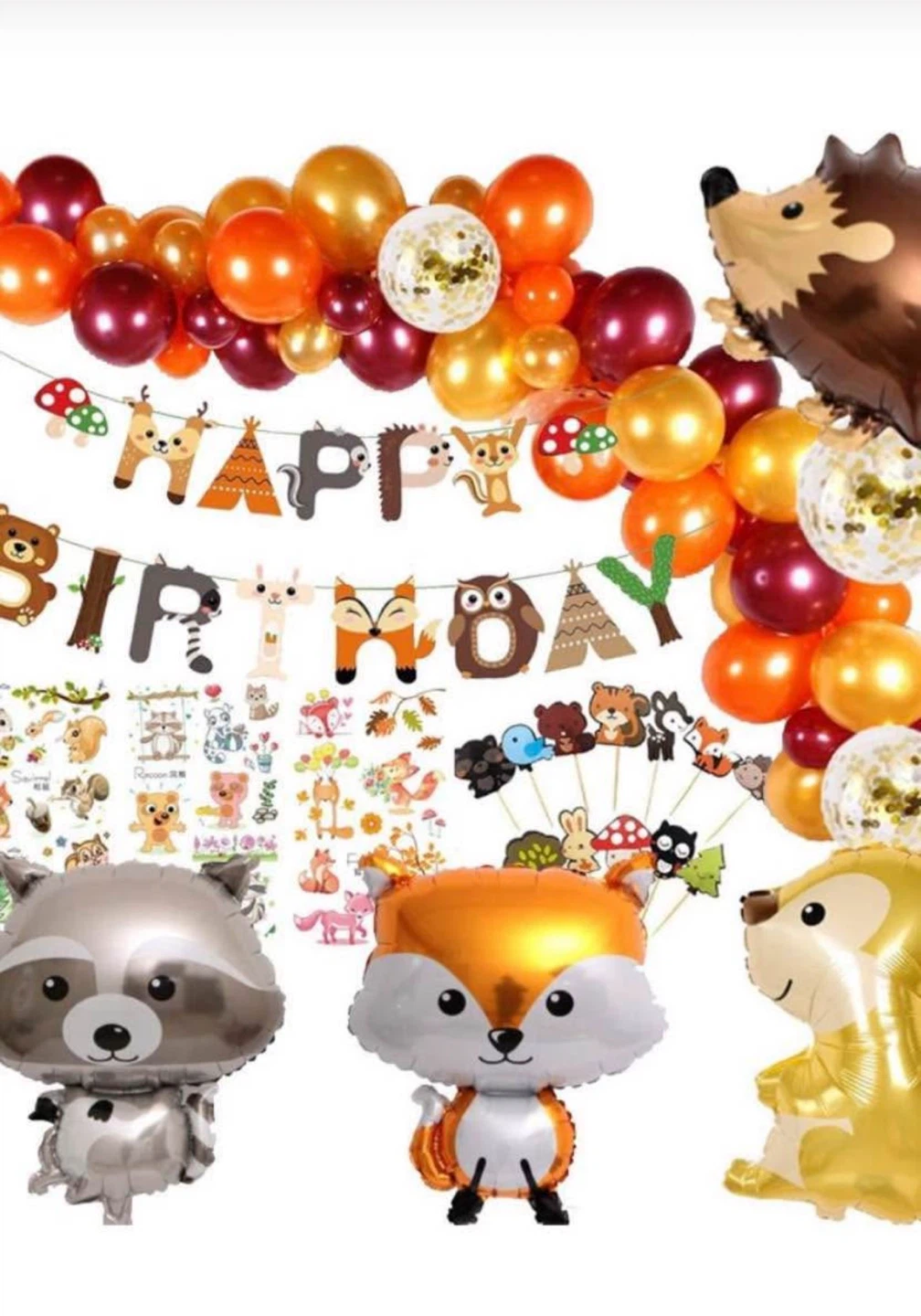 Party Gala Woodland Animal Birthday Decor Set