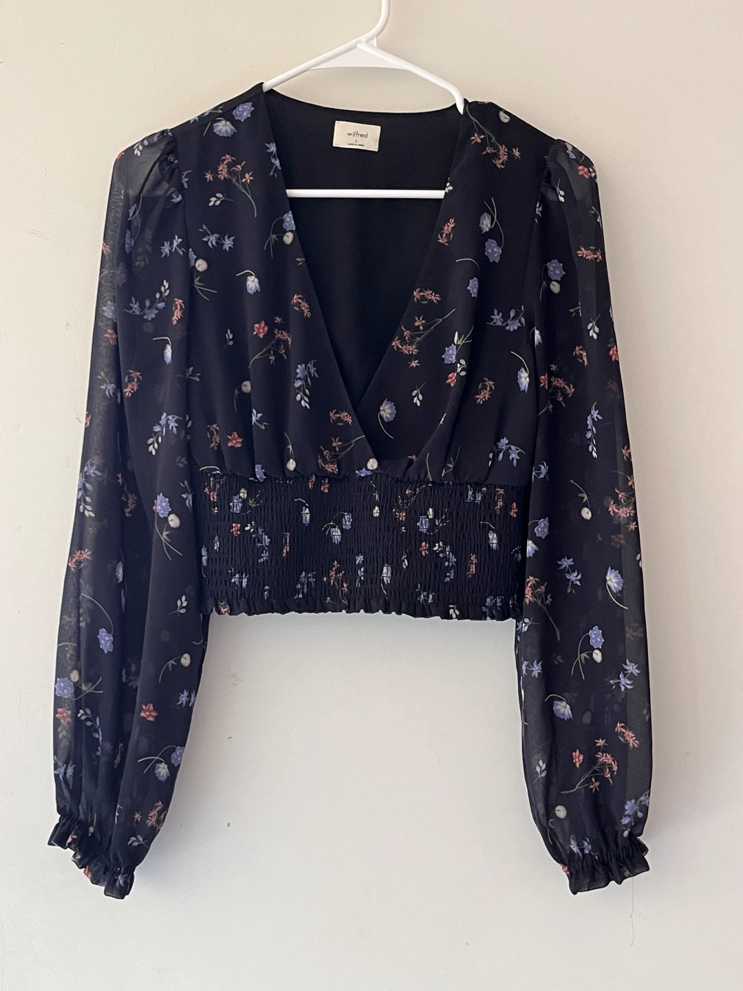 Aritzia Wilfred Floral Long Sleeve Blouse