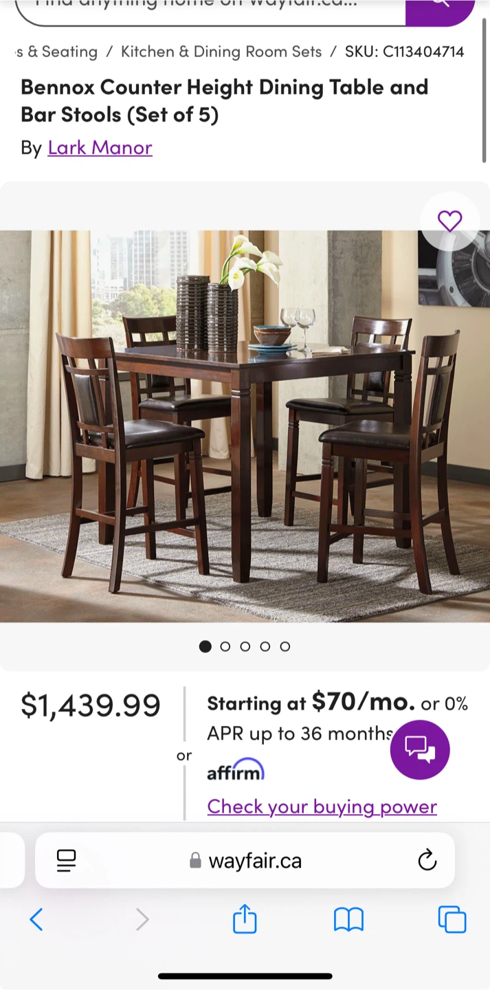 Counter Height Dining Set (Table & 4 Stools) - photo 2