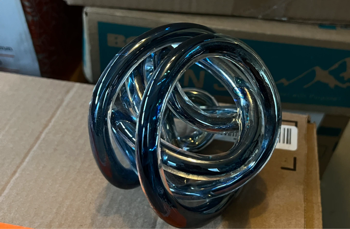 Blue Swirl Glass Sculpture