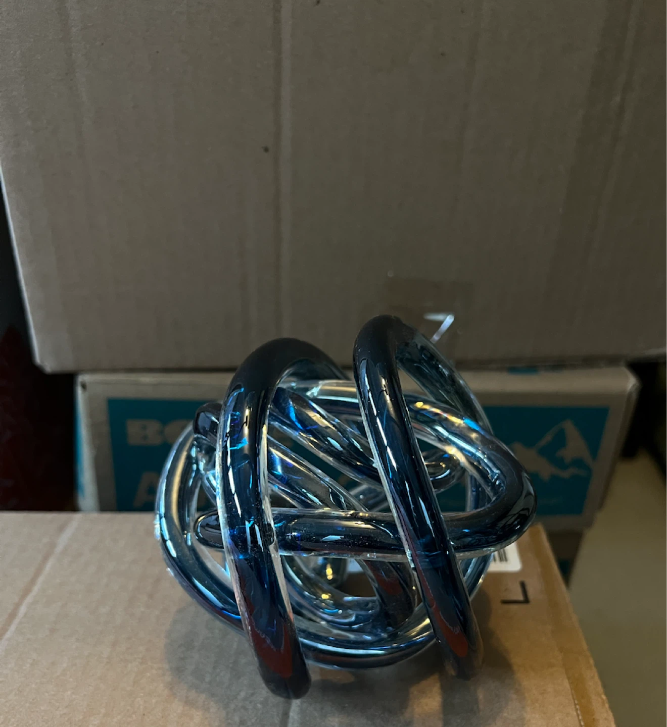 Blue Swirl Glass Sculpture - photo 2