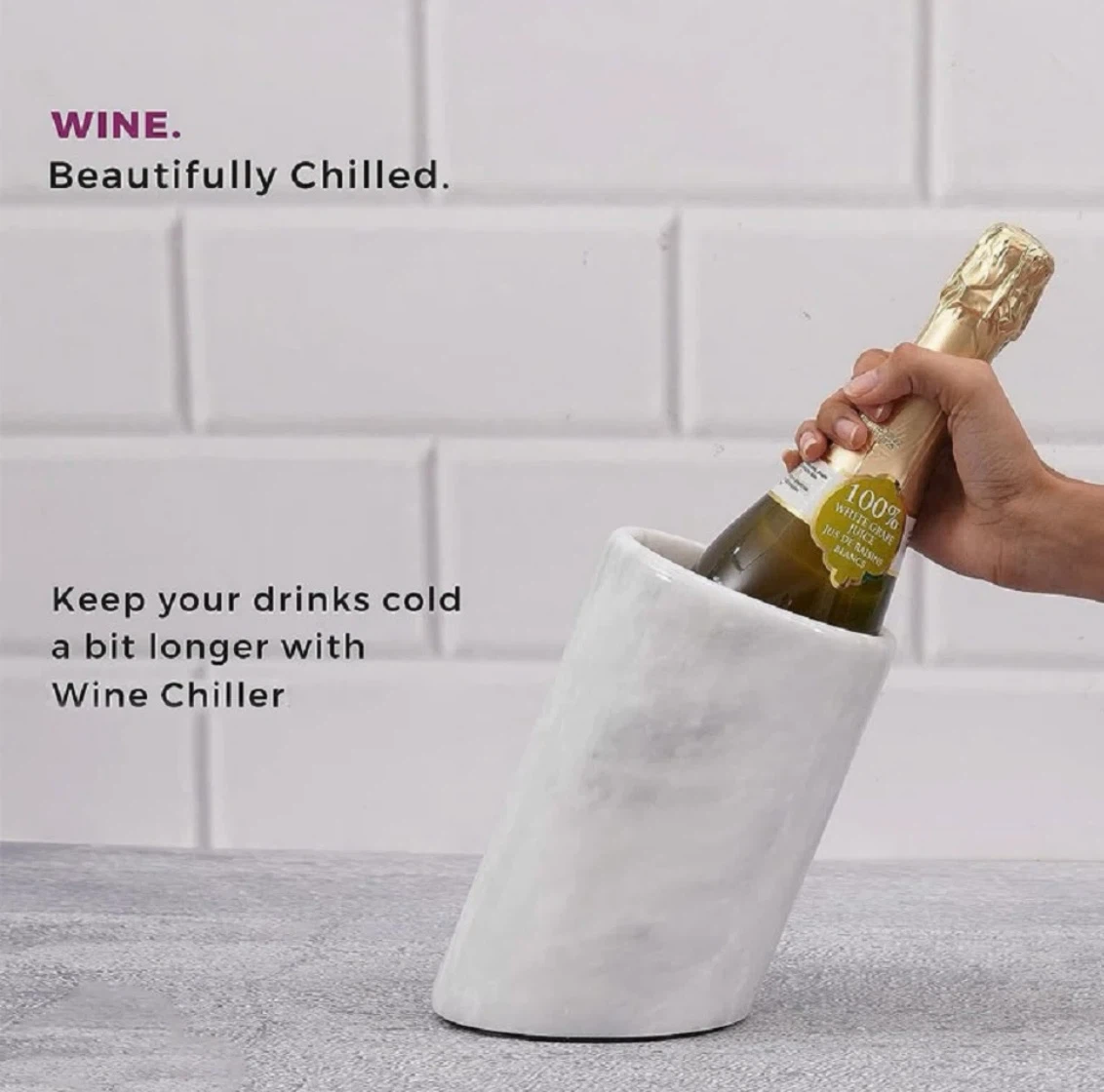 Marble Slanted Wine Chiller - photo 2