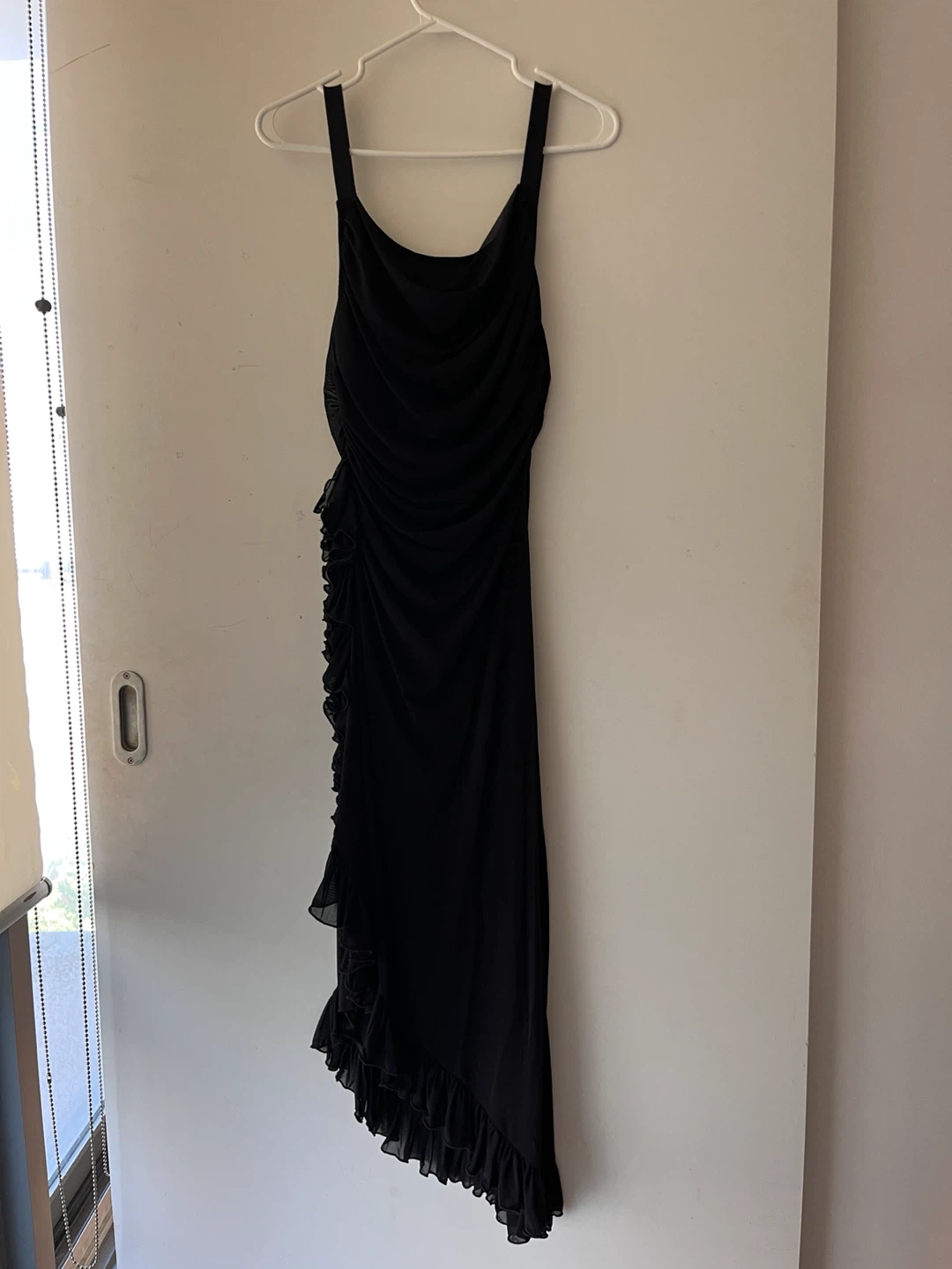Anthropologie Black Ruched Ruffle Midi Dress Size S - photo 2
