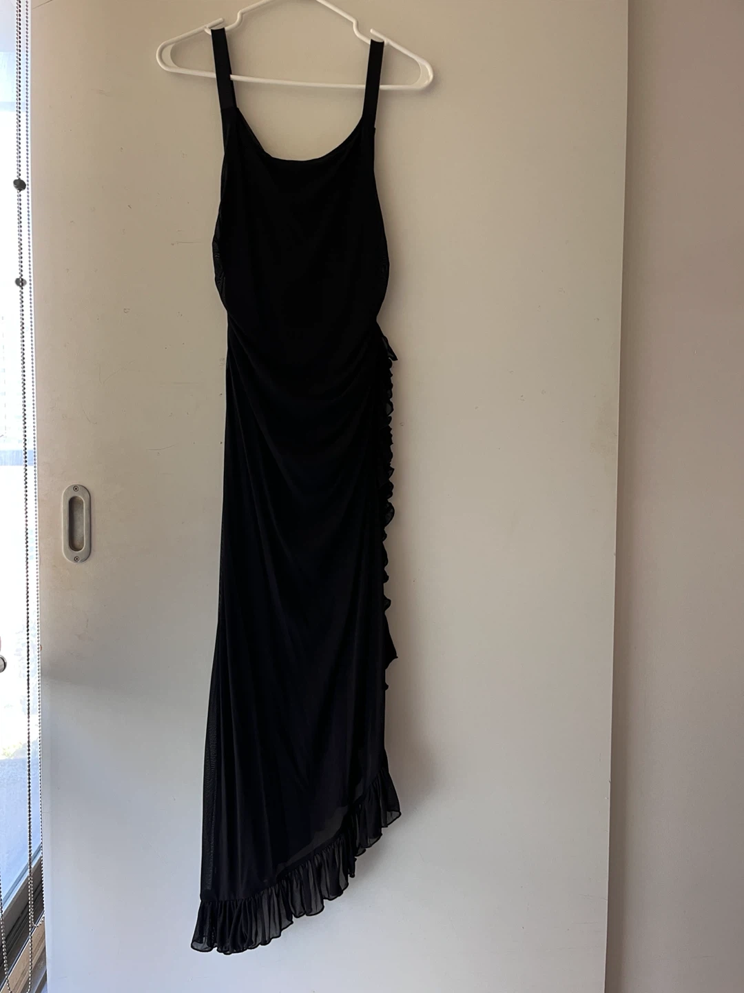 Anthropologie Black Ruched Ruffle Midi Dress Size S - photo 3