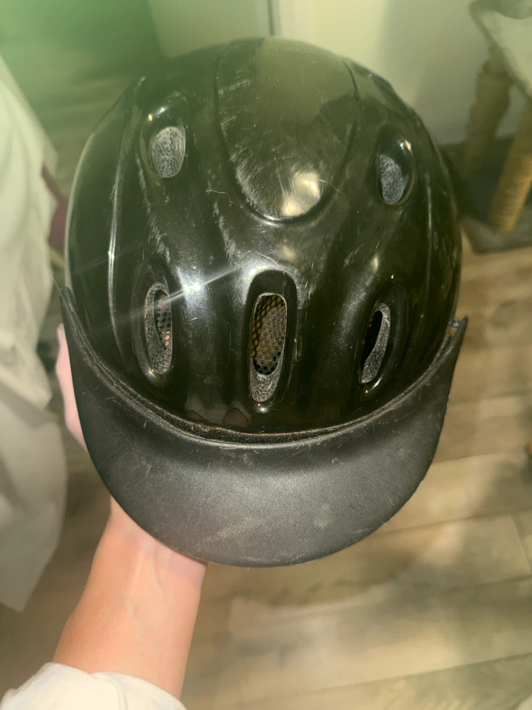 Black riding helmet