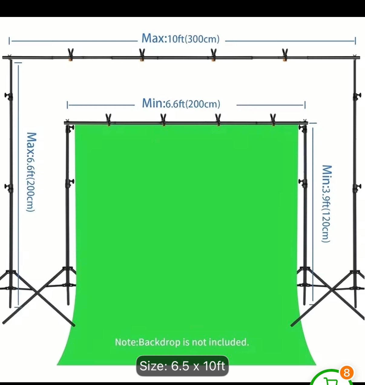 Photography Backdrop Stand Kit 6.5 x 10ft - photo 2